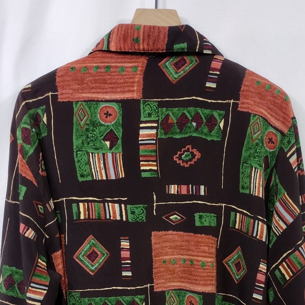 Cassee's Artsy Button Front Shirt Women's 3X Brown Bobo Retro 90s Y2K Western - Picture 6 of 7